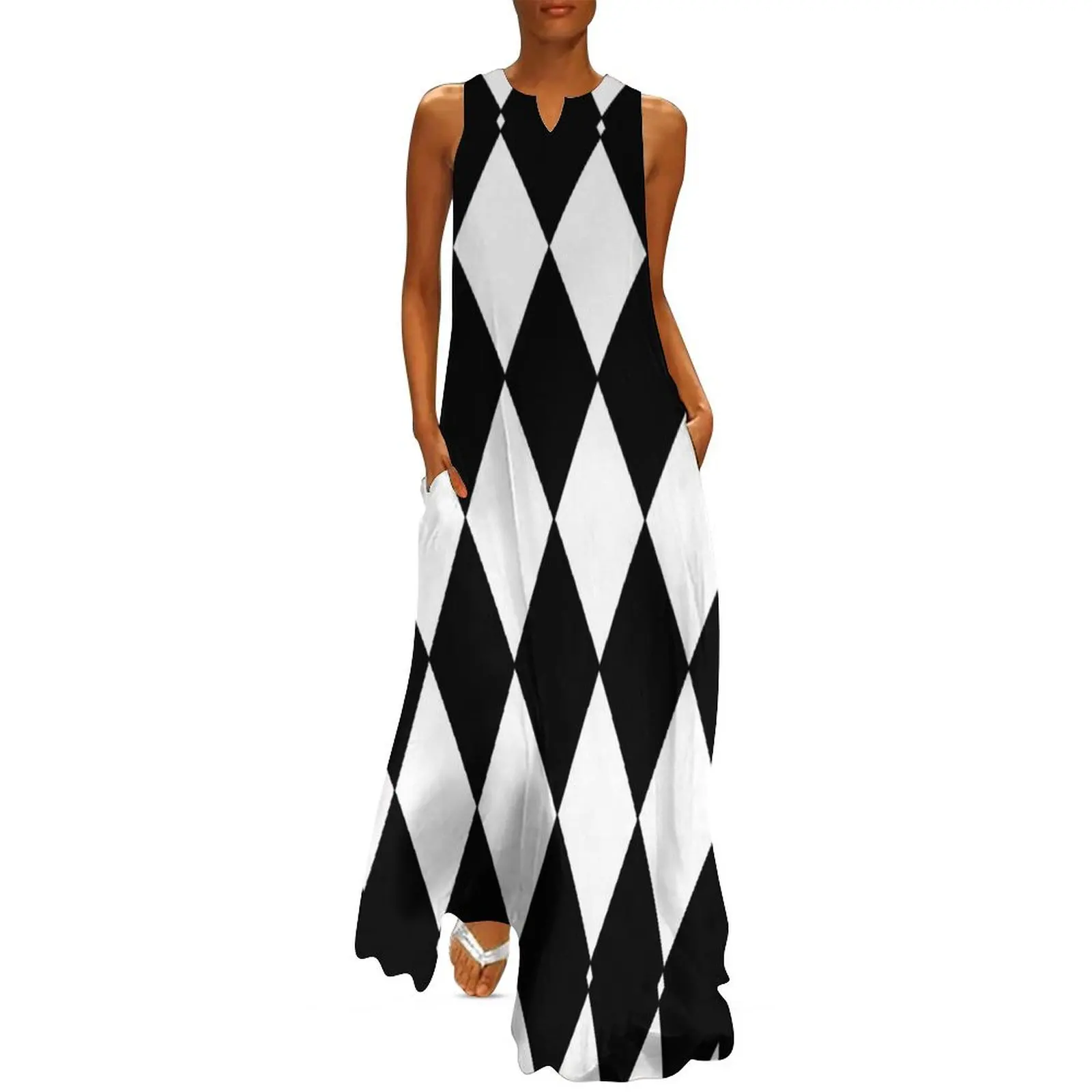 

Black and White harlequin pattern Long Dress summer clothes Dress vintage dresses for woman 2025 luxury dresses Dress