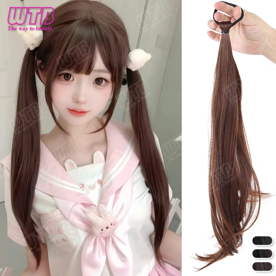 

WTB Curly Ponytail Wig Synthetic Hair Tie Style Slightly Curly Ponytail Wig Suitable for Women and Girls' Daily Wear