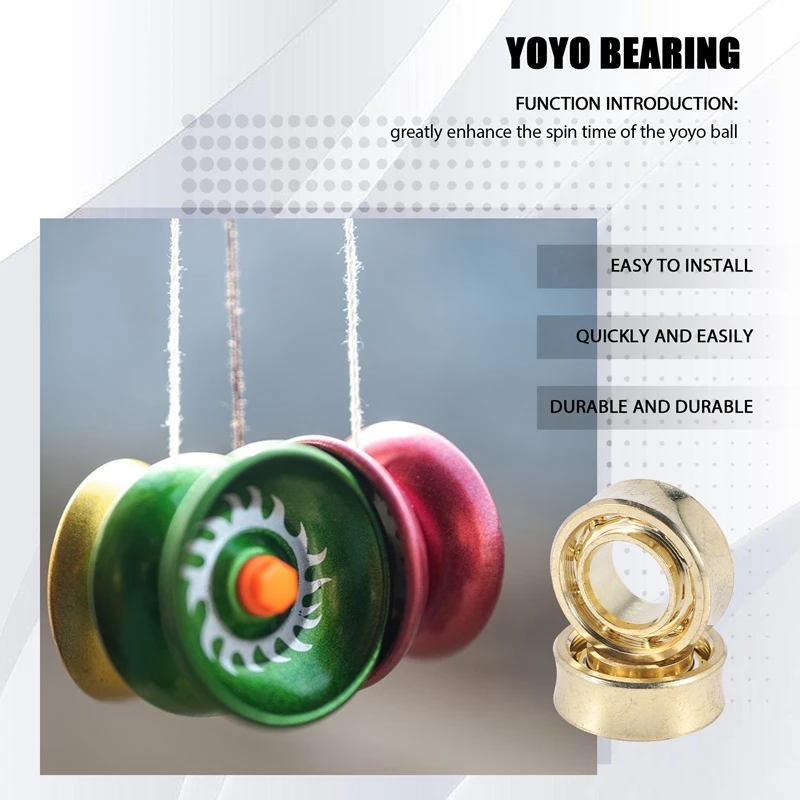 5Pcs Gold 10 Ball Kk Yoyo Bearing Professional Extra Long Sleep Idling YOYO Bearing Yo-Yo Bearings