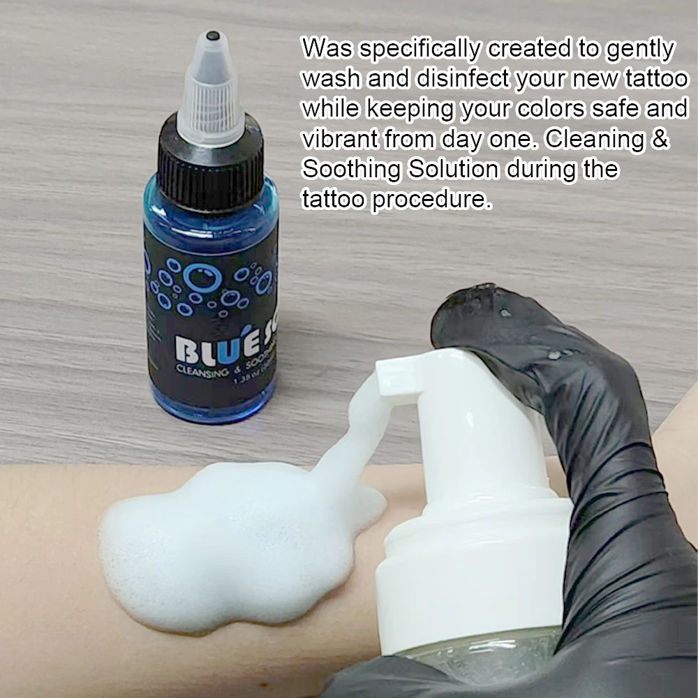 KVM Tattoo Blue Soap with Foaming Bottle Tattoo Kit Soothing Solution Avoiding Skin Irritation Cleaning Tool Tattoo Supplies