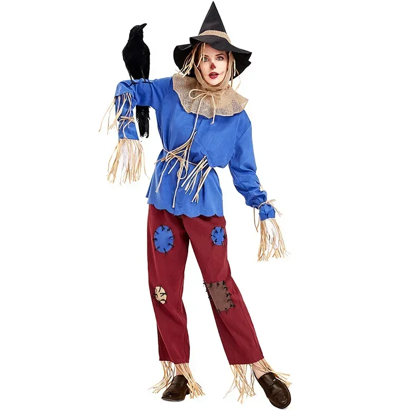 Costume d'épouvantail de marionnette pour enfants, ensemble haut et pantalon, bleu, fantaisie, Halloween, unisexe, enfants, garçons, filles