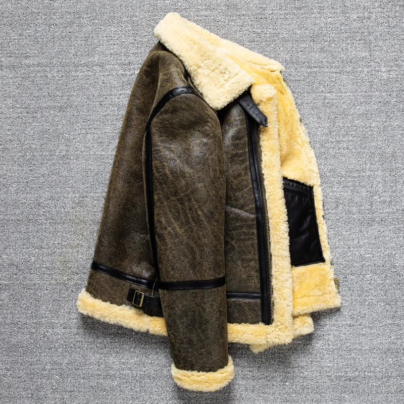 European-Style Retro Wool Classic Winter Clothing Thickened Real Fur One Lamb Wool Men's Real Leather Clothes Coat