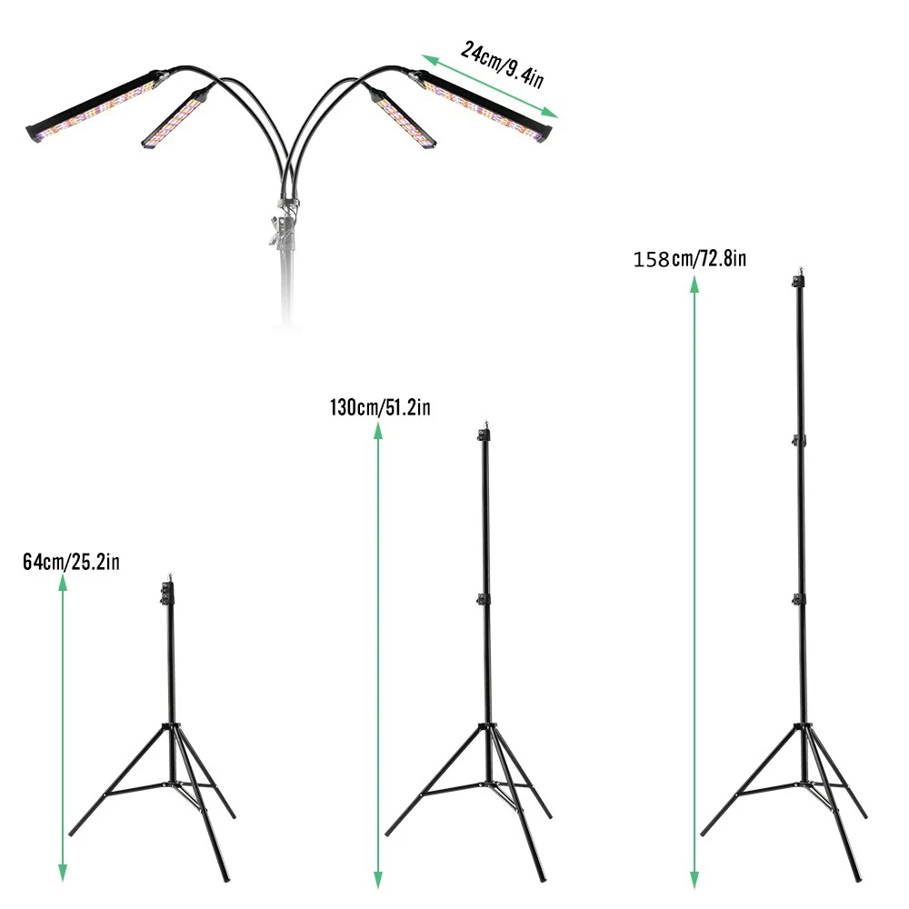 Dimmable 160W LED Plant Light Grow Lamp Full Spectrum Tripod Growing Bars Hydro For Flower Seeds Veg Indoor Greenhouse Grow Tent