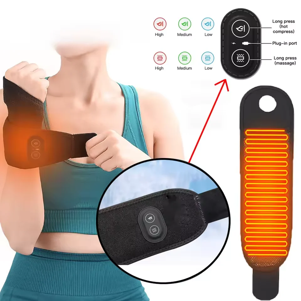 

Ручной массажер с подогревом на запястье, вибрационная защита, USB, трехступенчатая горячая терапия, защита запястья с подогревом, подставка для поддержки запястья