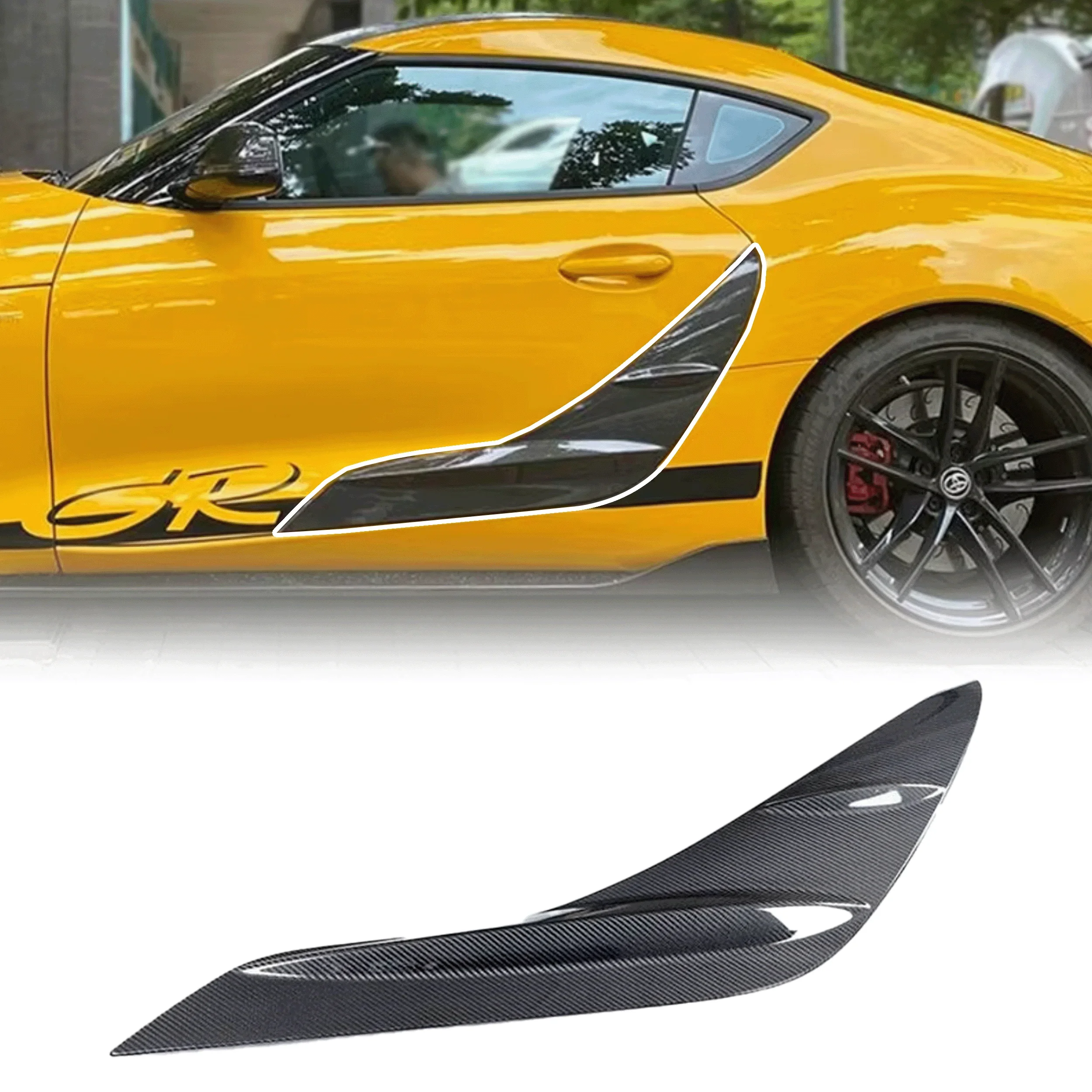

Dry Carbon Fiber Door Garnish for Toyota A90 Supra OE Type Front Grill Bumper Fender Rear Position Carbon Accessories
