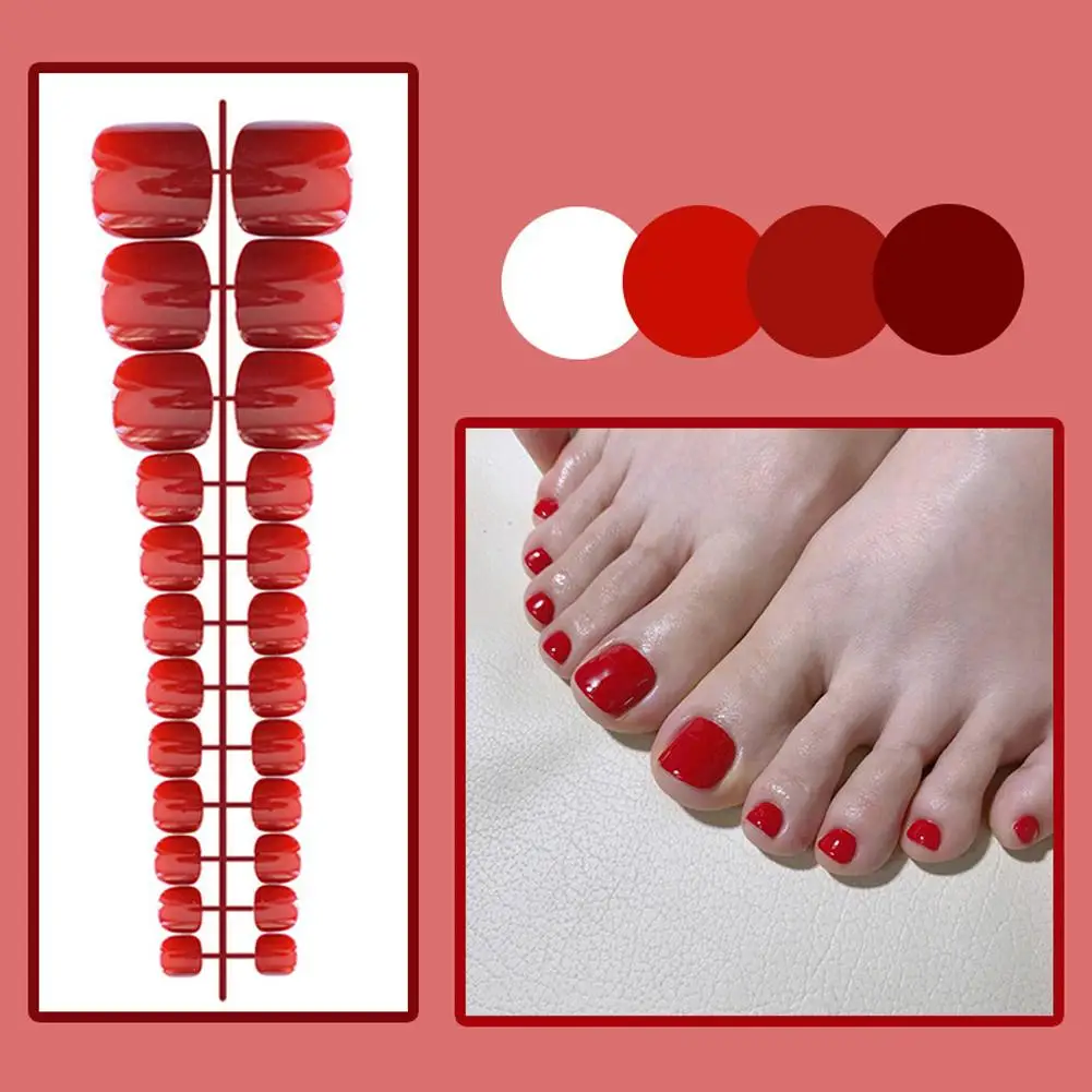 Acrylic Toenails Bright Faced Press on Nails Art Removable Full No Fake Cover Toe Artificial Toenails False Short Glue Nail U9W6