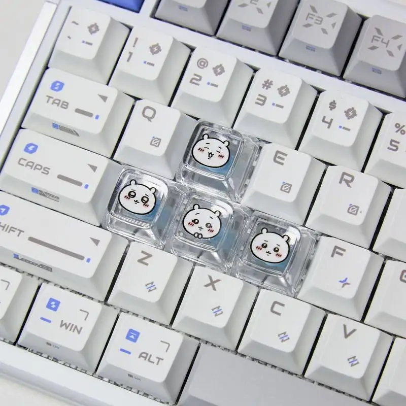 Chiikawa 4 Pcs Handmade Transparent Pc Backlit Personalized Keycaps For Mechanical Keyboard Gamers Custom Decorative Keycaps