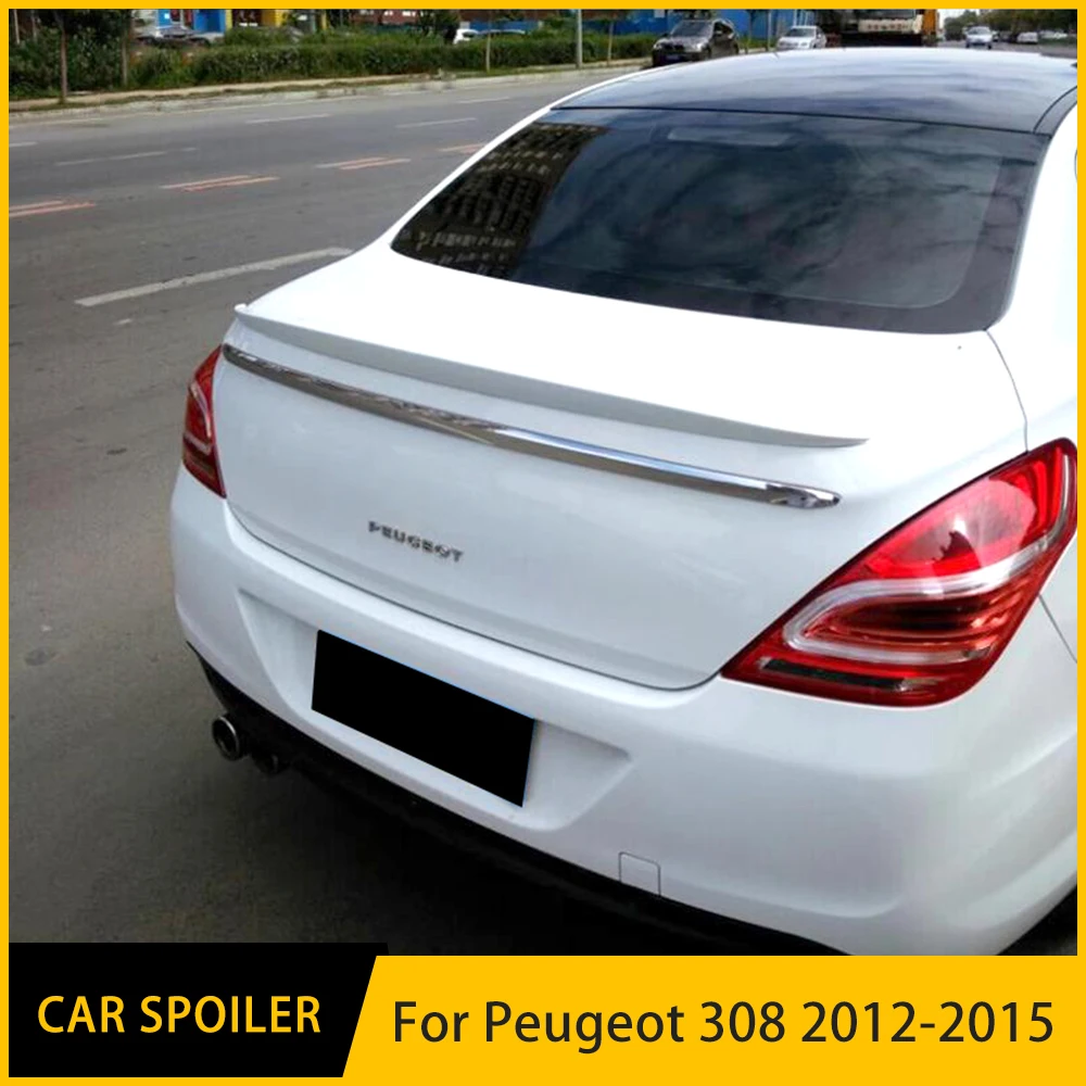 For Peugeot 308 Car Rear Lip Spoiler Trim Black Carbon Tail Trunk Wing 2012 2013 2014 2015 Luggage Compartment Tail Accessory