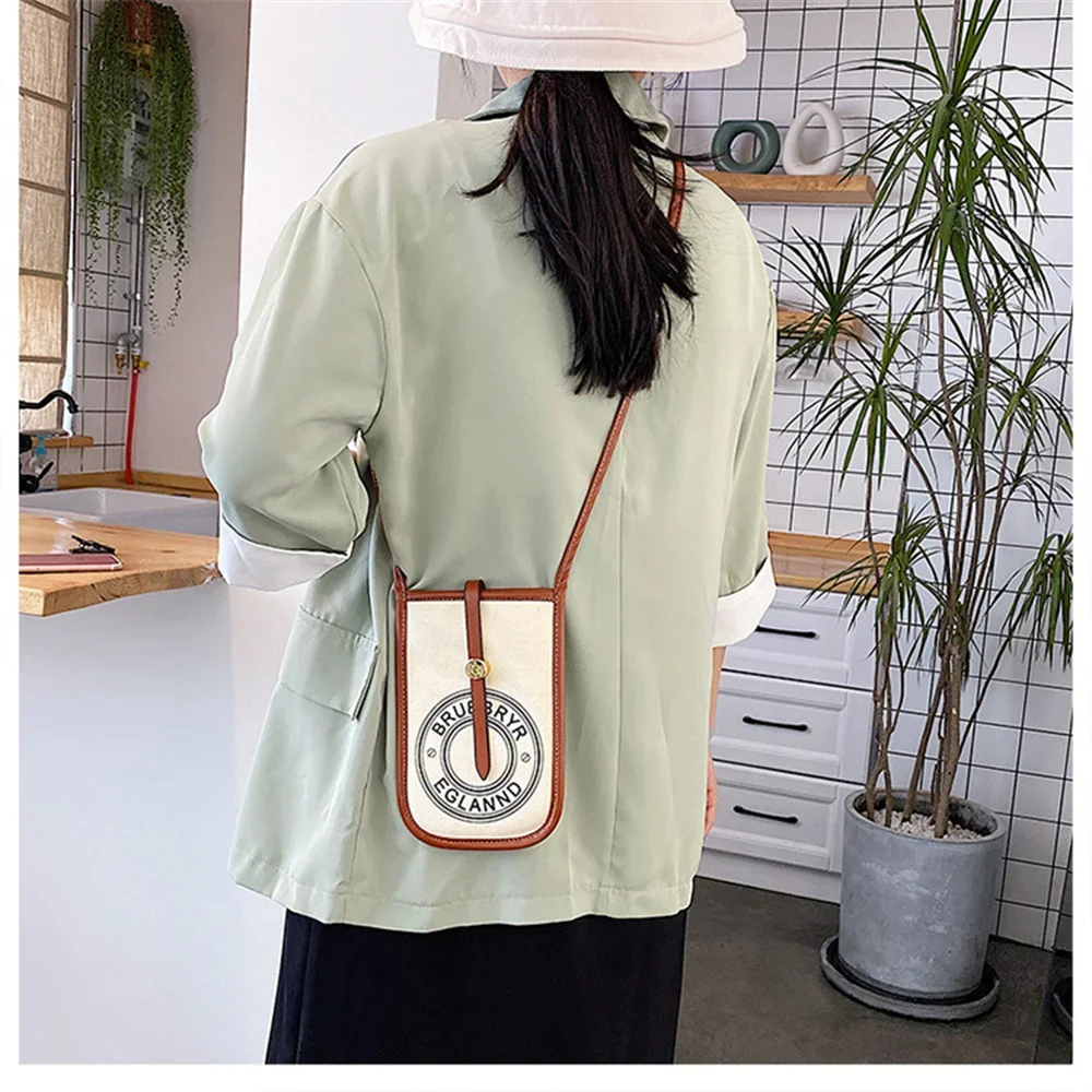 Canvas Mobile Phone Bag Economic Card Coin Purse Women\'s New Style 2021 Fashion Shoulder All-Match Messenger Trend Simpel Light