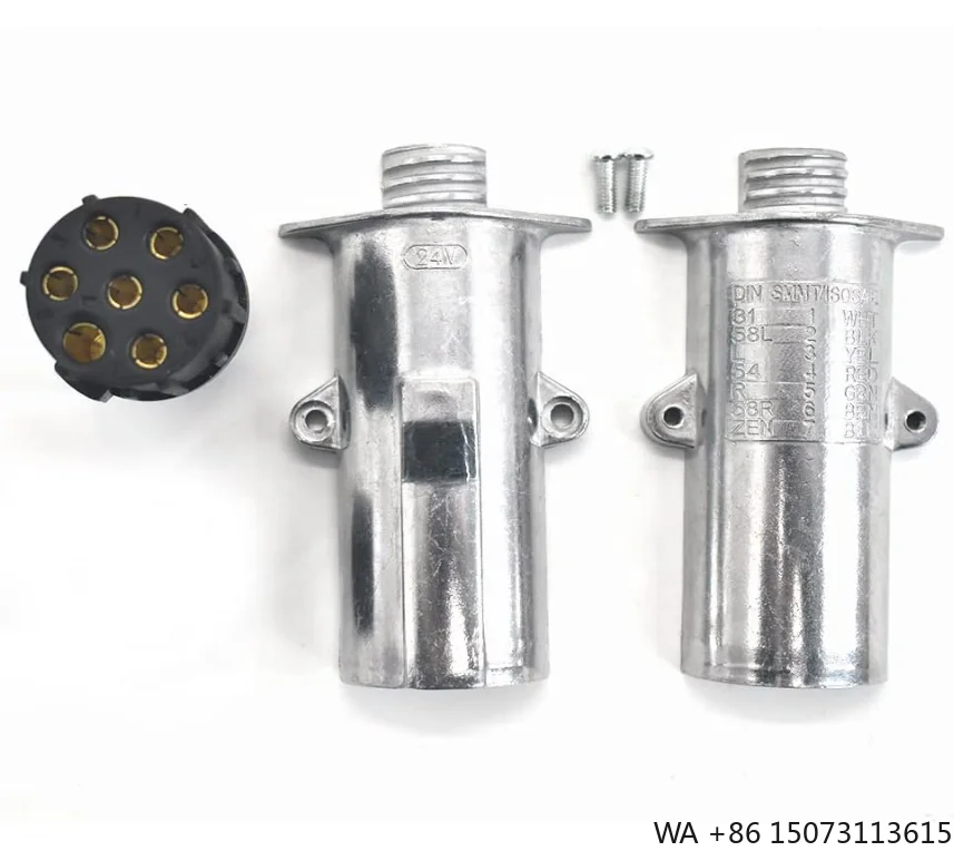 ユーロ24v-7ピン-トレーラー配線プラグ-n-シルバー-サイドライトインジケーターコネクター