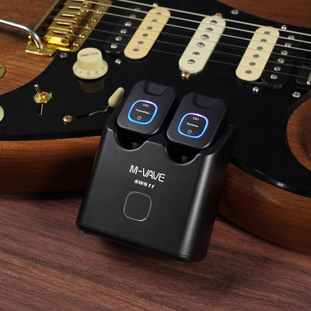 M-VAVE SWS11 5.8 جيجا هرتز نظام الغيتار اللاسلكي قابلة للشحن جهاز ريسيفر استقبال وإرسال لاسلكي مجموعة 6 قناة إشارة 48K/24bit القرار