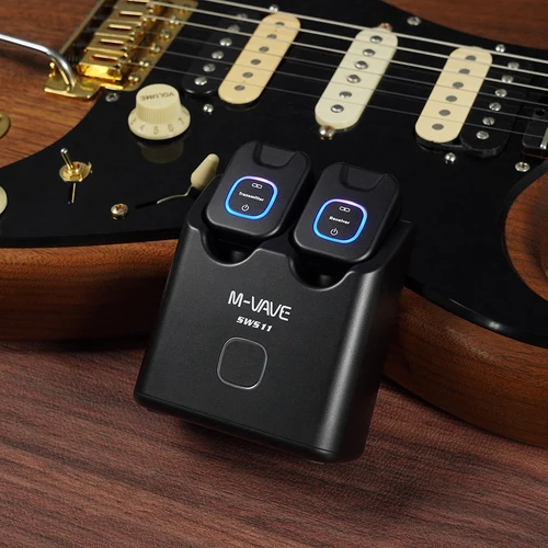 M-VAVE SWS11 Sistema de guitarra inalámbrico de 5,8 GHz, transmisor receptor inalámbrico recargable, conjunto de 6 canales de señal, resolución de 48K/24 bits