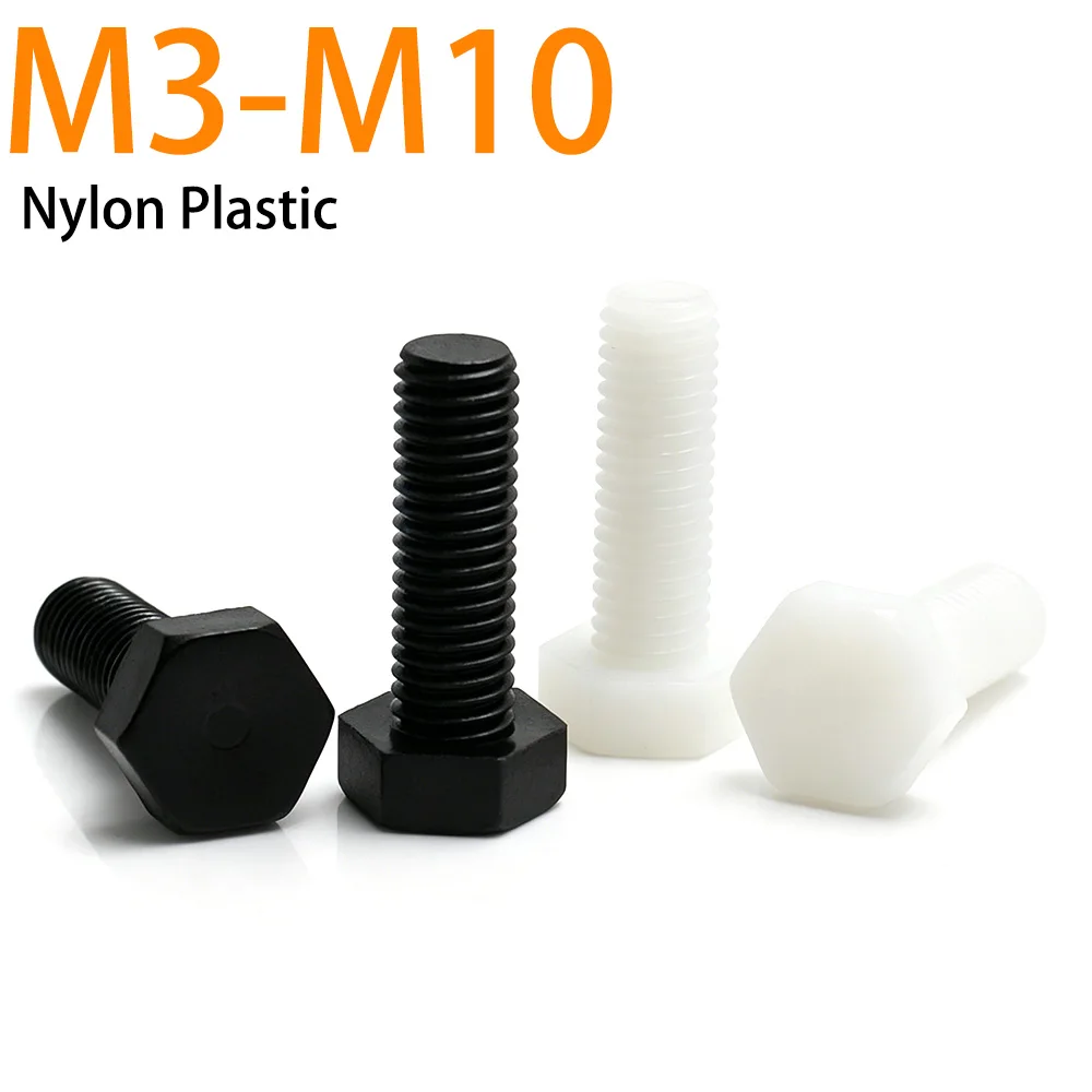 10-50pcs Flame Retardant Nylon Hex Screws Insulated Extended Plastic Bolts M3 M4 M5 M6 M8 M10