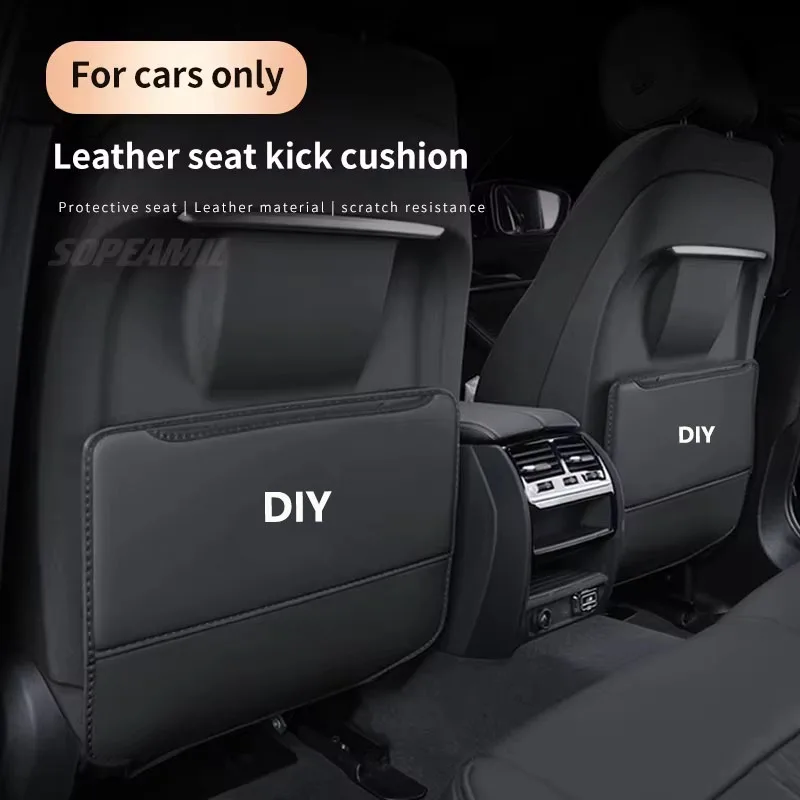 Car Seat Back Protective Mat For Tesla Model 3 / Y Juniper Leather Seat Anti Kick Pad Anti Scratch Protector Mat Car Accessories