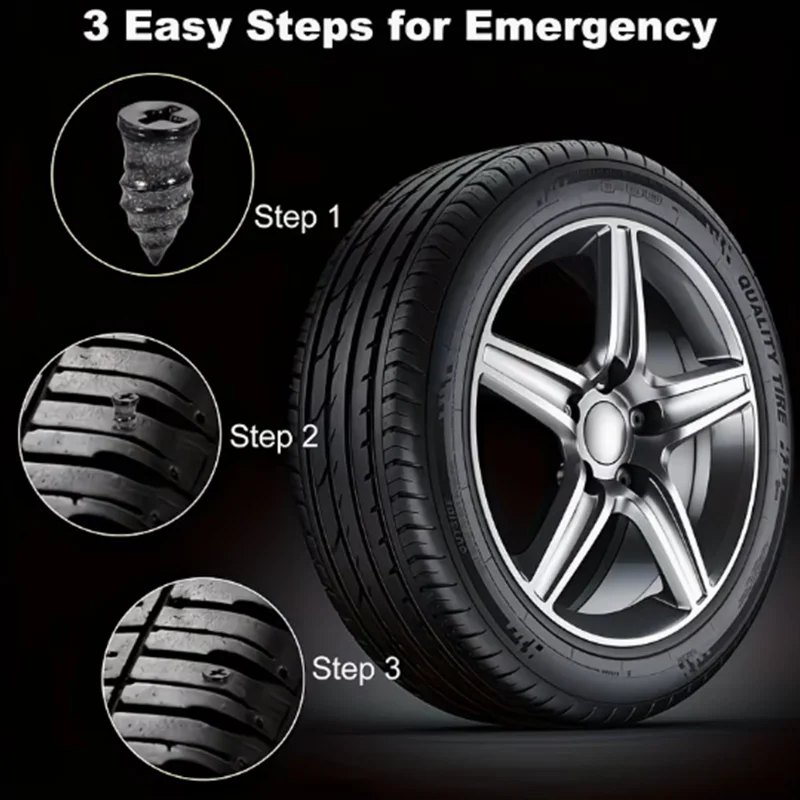 Tubeless Tire Mushroom Repair Nails Box Set, Quick Puncture Seal Plugs for Auto Motorcycle E-Bike Scooter