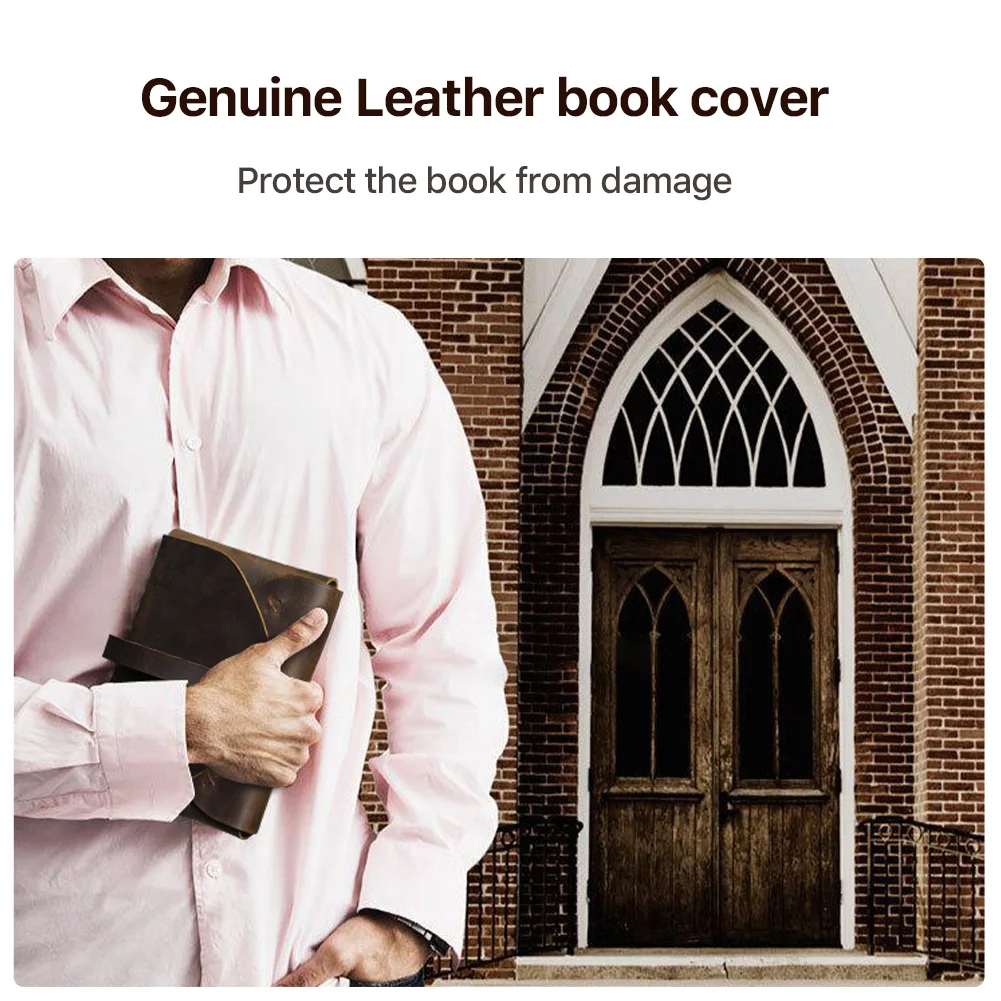 CONTACT\'S FAMILY 100% Nubuck Custom Retro Leather Book Cover Case Carrying Book Bag Holy Bible Storage Study Protective Handbag