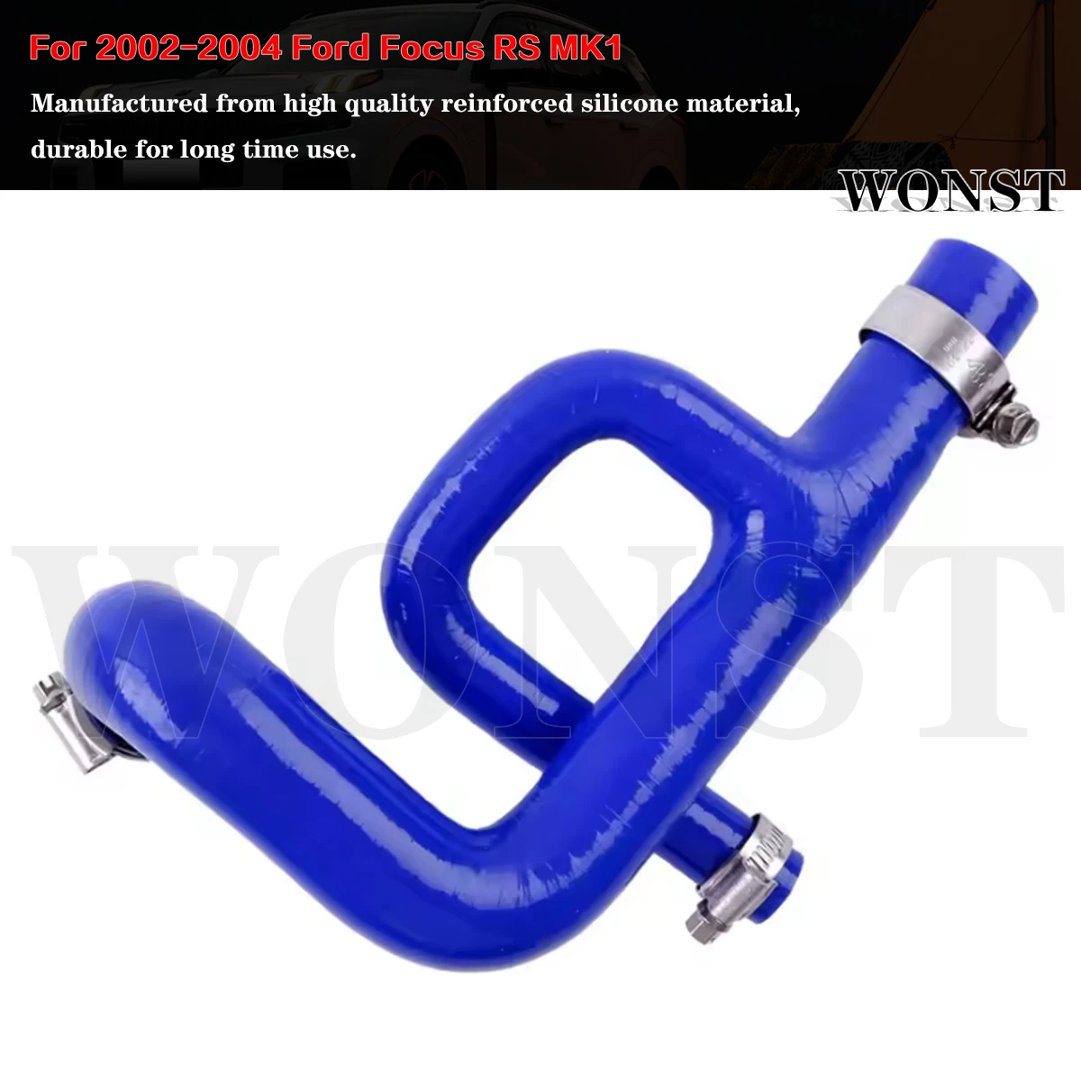 For 2002-2004 Ford Focus RS MK1 Thermostat to Radiator Silicone Hose With Clamps