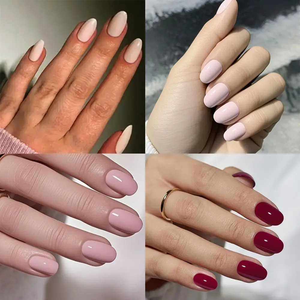 Detachable Long False Nails French Almond Fake Nails Solid Color Full Cover Nail Tips for DIY