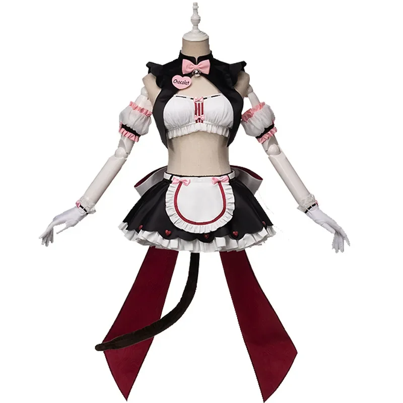 Anime Cafe Maid NEKOPARA Chocolate Vanilla Cosplay Costume Uniform Halloween Carnival Lolita Dress Long Wig