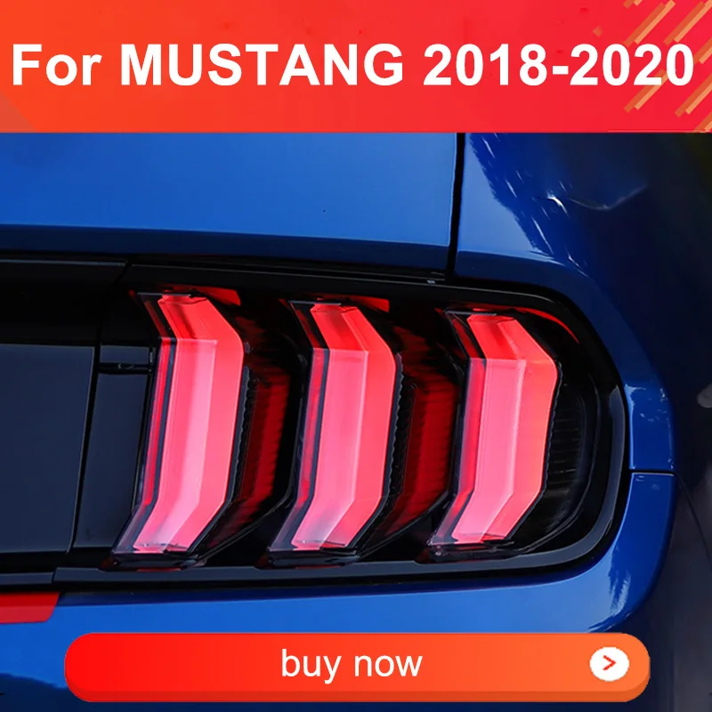 1 Pair LED Tail Lights Assembly for Ford Mustang 2015-2020 Taillight Plug and Play LED Running Dynamic Turning Rear Tail Lamps