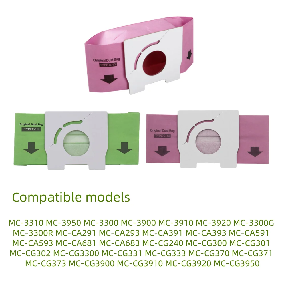Compatible with Panasonic MC-CA291, MC-CA591, MC-3920, MC-3300 C-13 Model Vacuum Cleaner Dust Bag Replacement Accessories