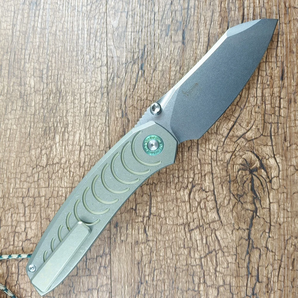 TWOSUN Pocket Knives Golden Titanium Handle K110 Blade for Gift Collection Outdoor Camping TS573