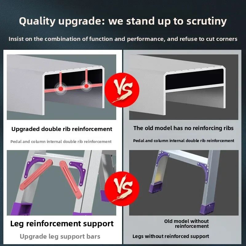 Heavy Duty Aluminum Household Folding A Frame Ladder Multi Purpose Versatile Indoor Telescoping Steps for Home and Garage Use