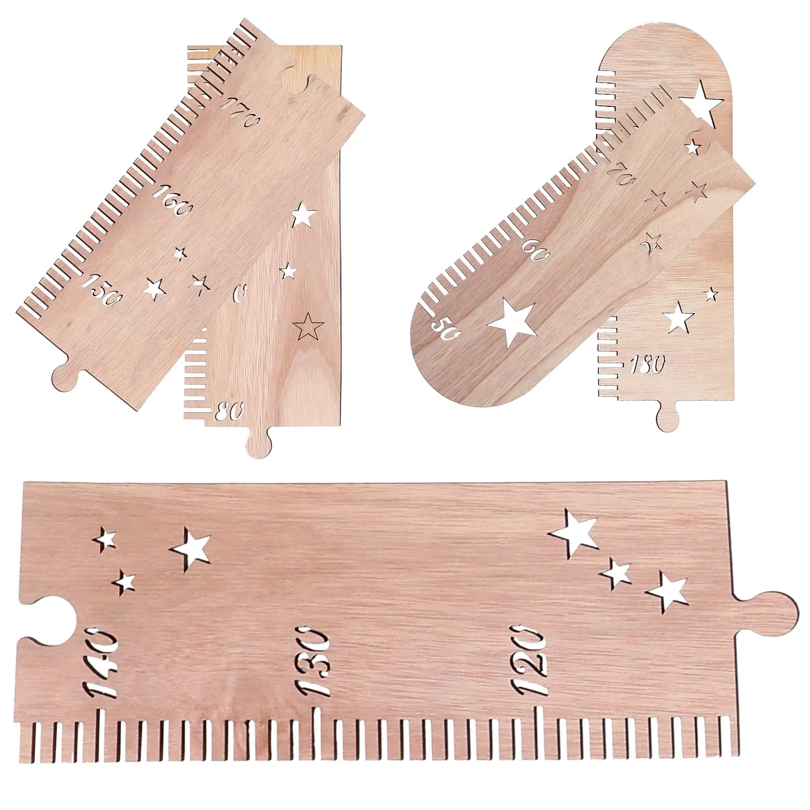

1Set Wooden Growth Height Measurement Ruler for Kids with Star Pattern Wall Hanging Height Chart Nursery Playroom Decor Kids