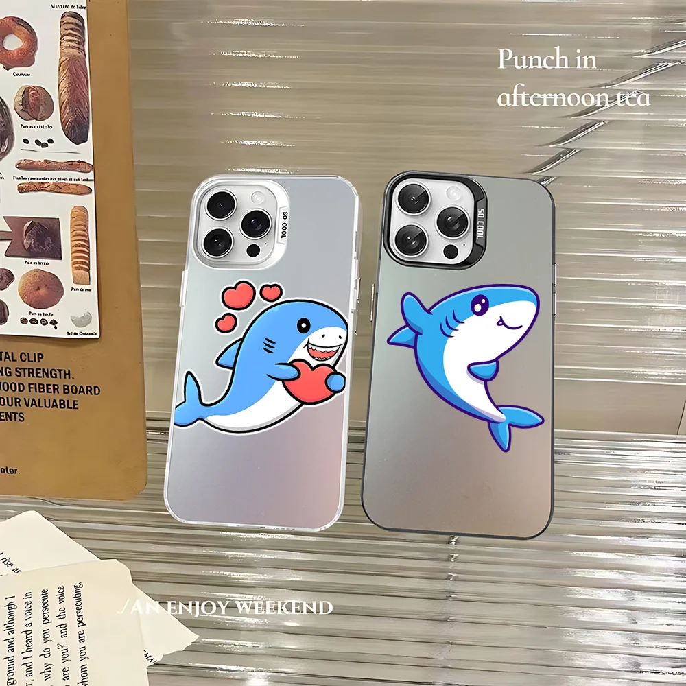 

Cute Shark Phone Case For IPhone 16 15 14 13 12 11 Pro Max X XR XSMAX 8 7 Plus Matte Shockproof Back Cover