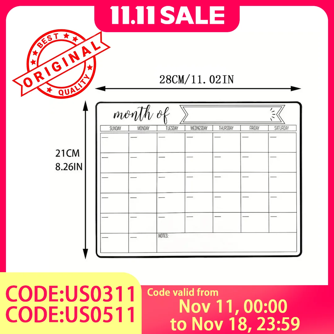 28x21 Inch Magnetic Monthly Planner Whiteboard, The Ultimate Tool for Organization with Large Writing Surface and Notes Area