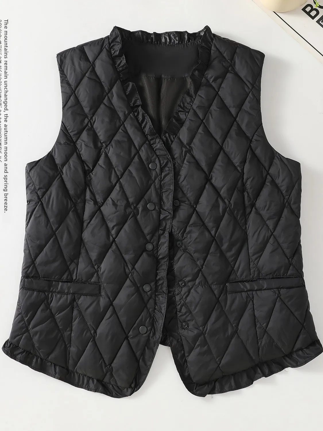 Lightweight ort Quilted Cotton Jaet Women's Winter Vest Warm oulder Pad V-ne Floral Embroidery Small Outerwear