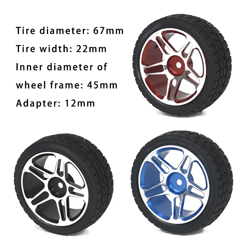 

4PCS Metal Wheel Hub Rubber tire Racing Tires for 1/10 RC Electric Flat Running Racing Model Car HSP 94123 MST 4-CET