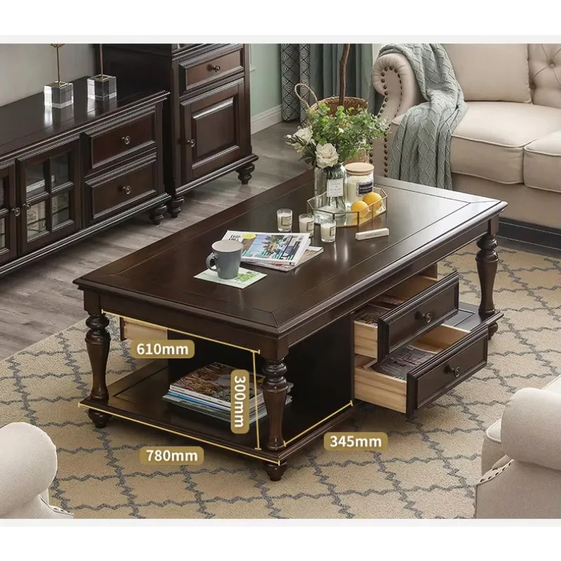 b17 American pure solid wood light luxury simple retro European living room home coffee table