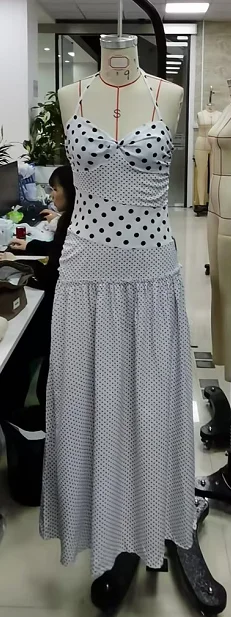 Robe longue d'été pour femmes, sans manches, dos nu, col licou, imprimé à pois, robe de plage