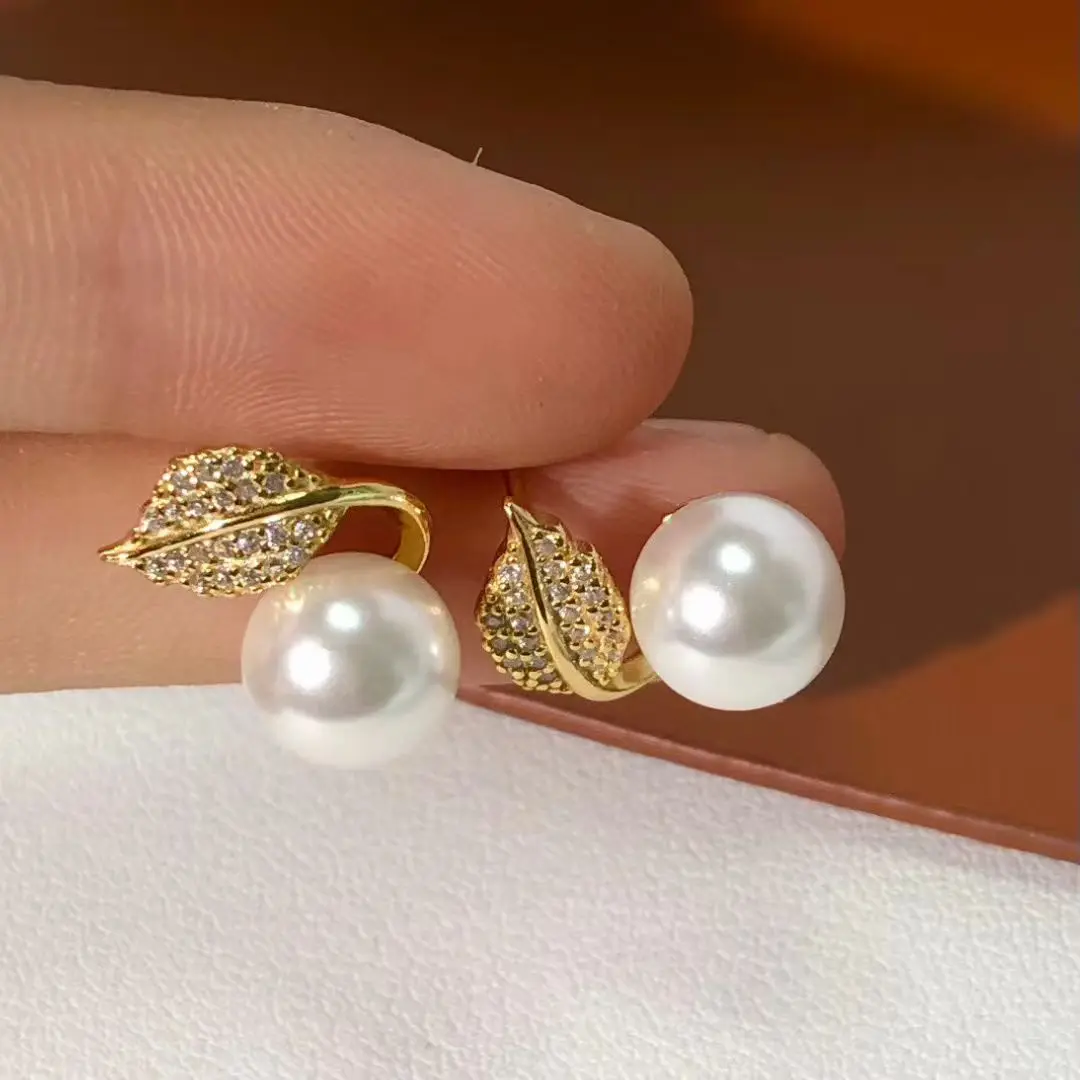 

Оптовая продажа, серьги из стерлингового серебра S925, фурнитура для крепления, базовые монтажные детали, аксессуар для жемчуга 8-9 мм, 5 пар/лот