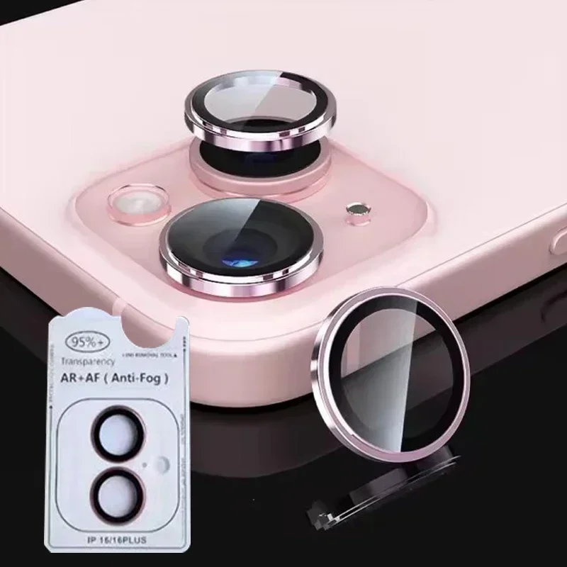 Pink Colour Lens Film For Iphone 16 14 15 Pro Max 13 Mini Lens Protector HD Tempered Glass Circle Camera Screen Protector