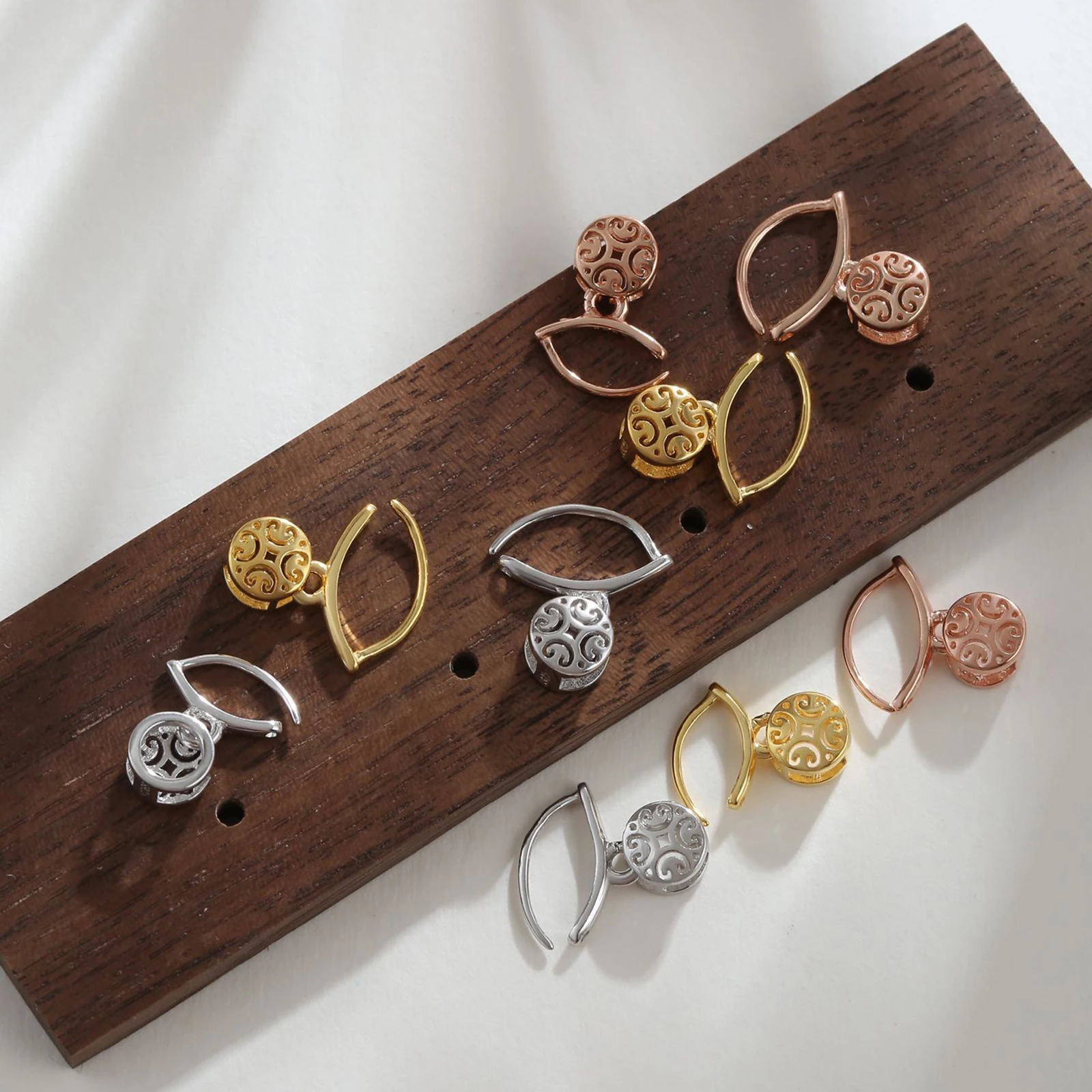 925 Sterling Silver Pendant Blank Base Bull Nose Buckle Fit Amber Honey Wax Jade DIY Necklace Jewelry Making Accessory