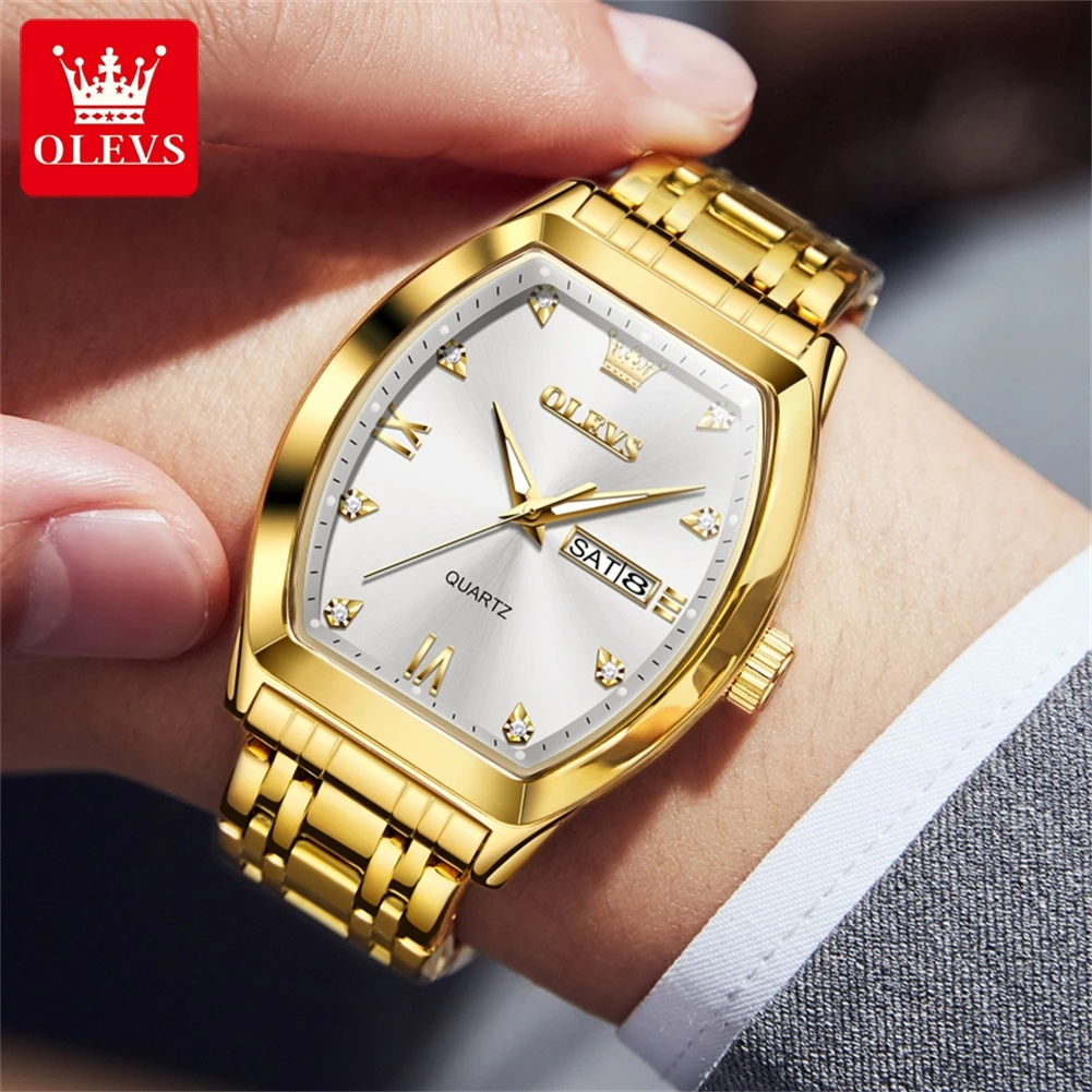 OLEVS Luxury Brand Men\'s Quartz Watch Stainless Steel Business Fashion Watch For Men Calendar Waterproof Luminous Men Wristwatch