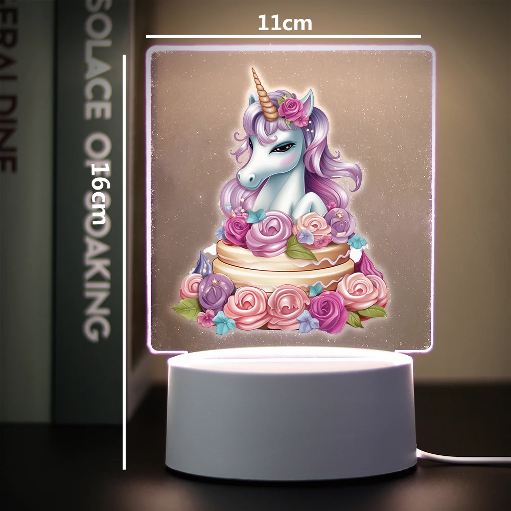 Unicorn cake Kids Night Light For Bedroom Decor Birthday Gift Night Light 3D Illusion Lamp