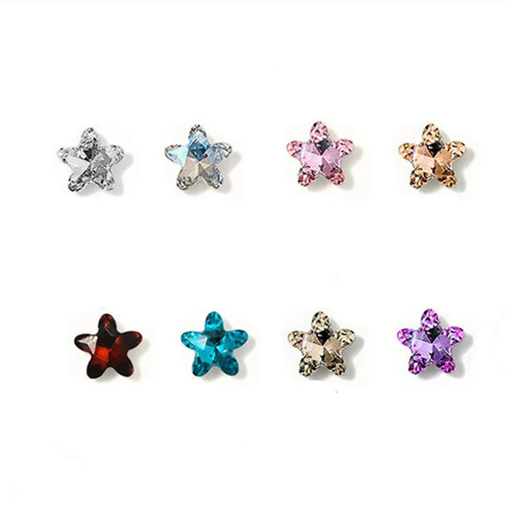 20Pcs Pentagram Nails Art Charms 3D Resin Design Cute Crystal Diamond Star Nail Rhinestones Luxury DIY Manicure Accessories 8mm