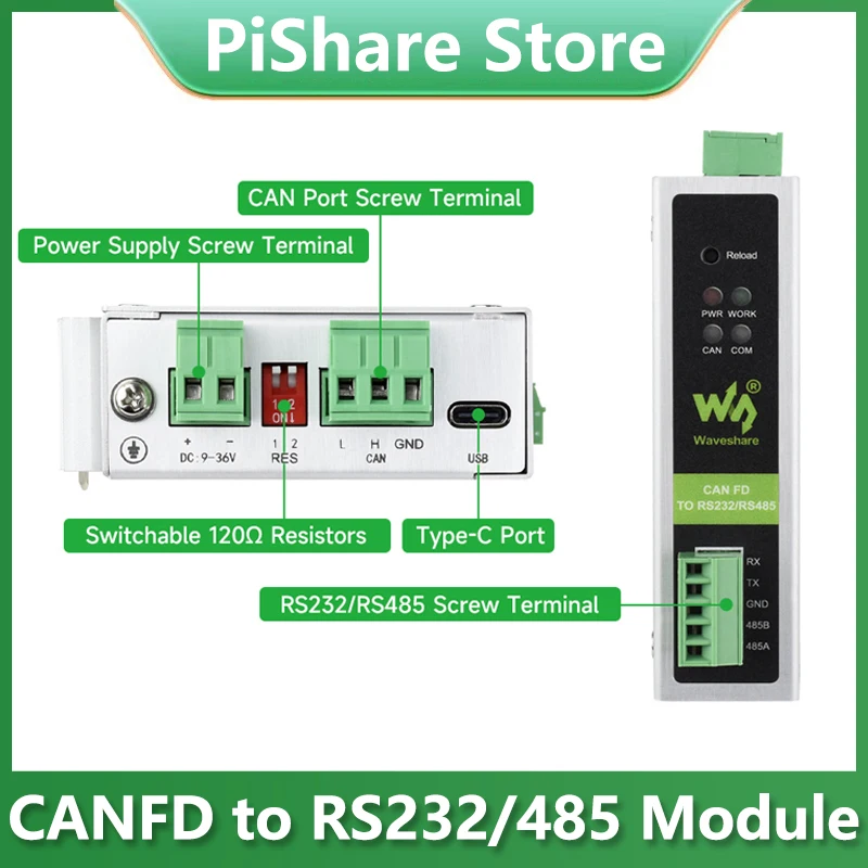 

Industrial CAN FD RS232/RS485 Module Bidirectional Converter CAN2.0A/B