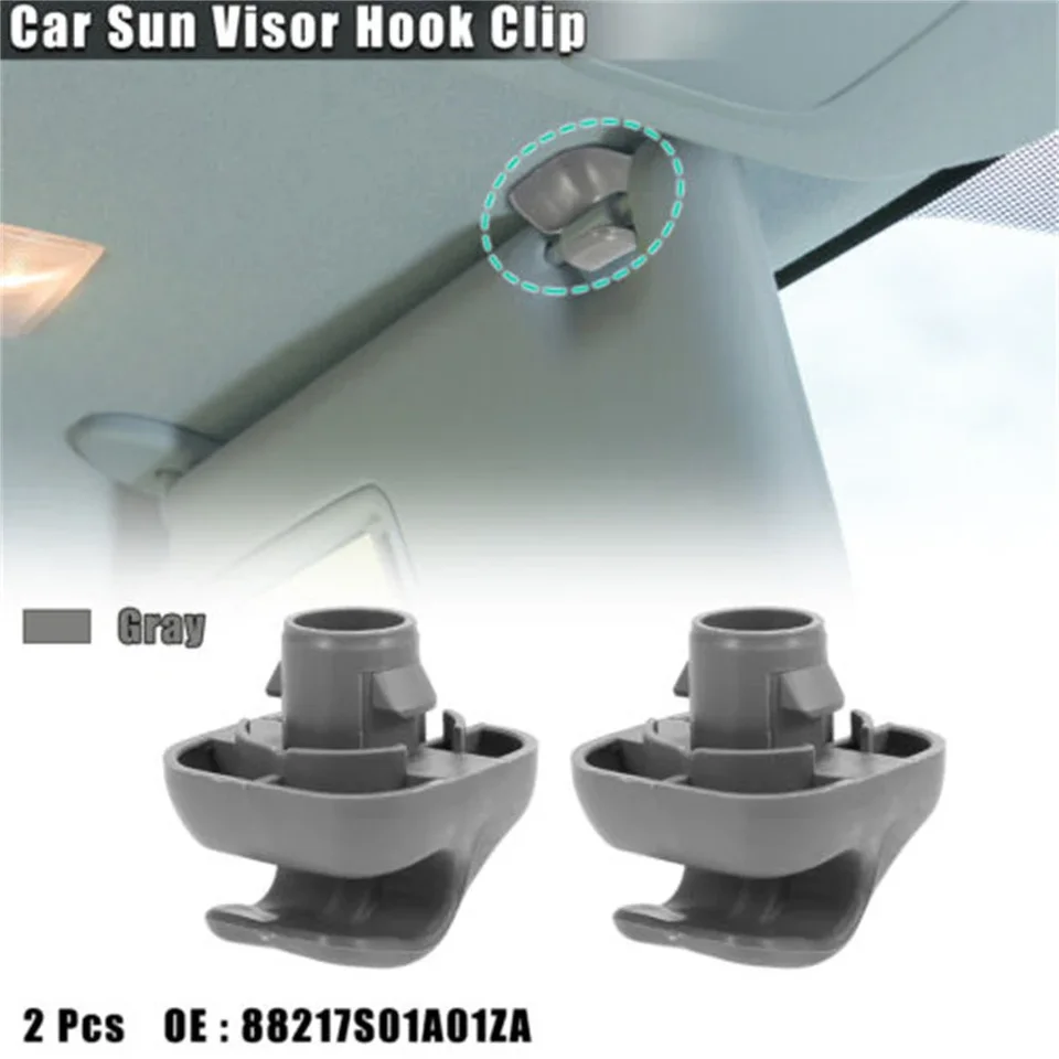 2-Pack Sun Visor Hook Clip Retainers – Gray – Fits Honda Civic (1996-2008) & Many Other Honda Models