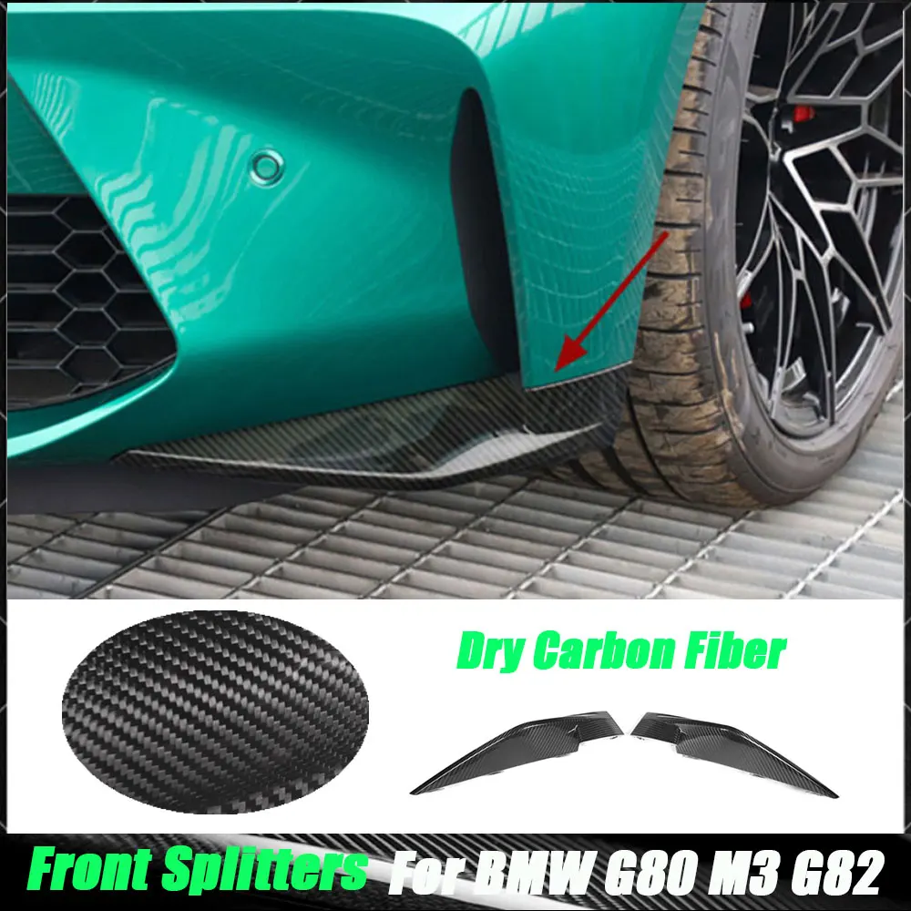 

Накладки-сплиттеры на передний бампер из настоящего сухого карбона для BMW 3 серии G80 M3, 4 серии G82 G83 M4 2021+