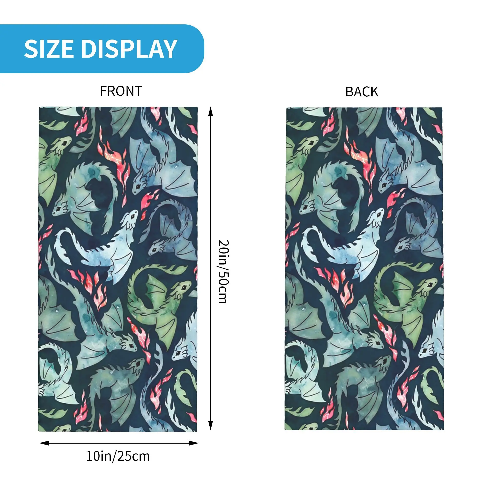 Dragon Fire donkerblauwe en groene bandana nekbeschermer bedrukte gezichtssjaal warme hoofdband rijden voor heren dames volwassen wasbaar