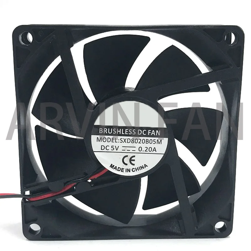 Original SXD8020B05M 80*80*20mm DC5V 0.20A 2600RPM 27CFM 30DBA Axial Cooling Fan