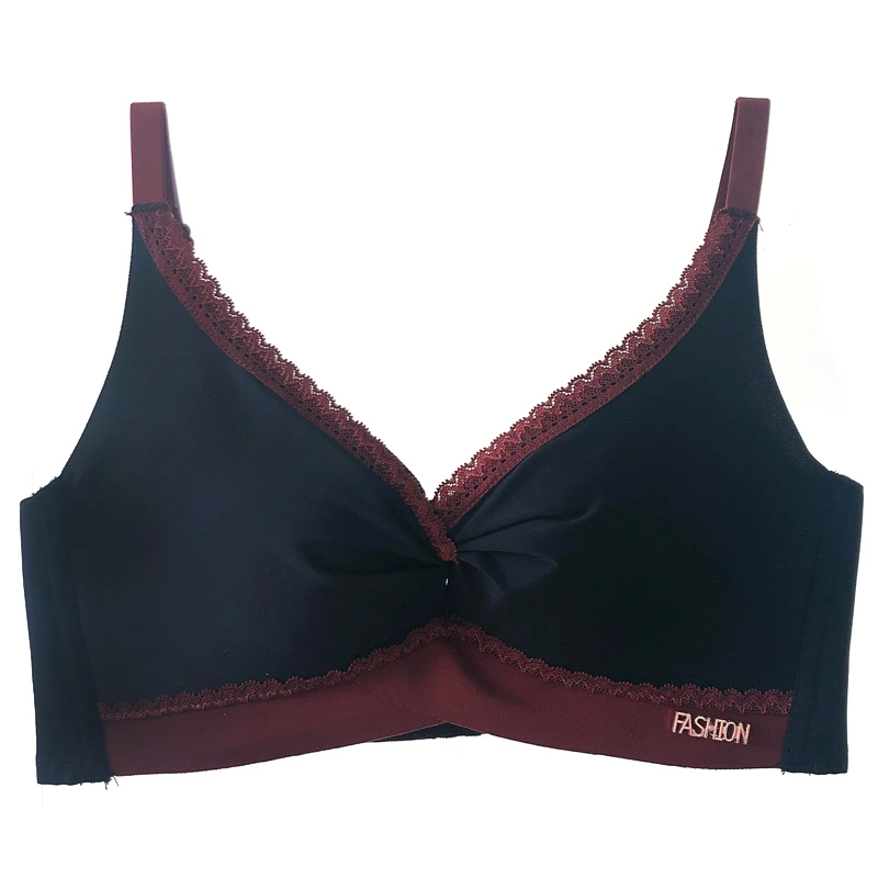 Contracted gathered wind girl underwear high school students without underwire triangle cup thin style girl underwear