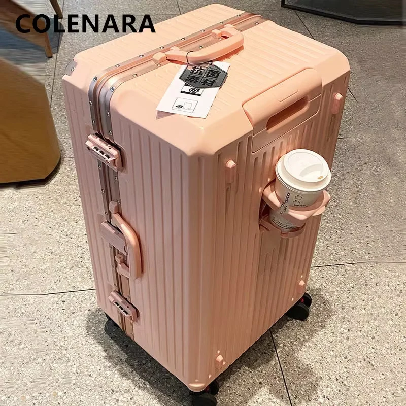 COLENARA New Suitcase Aluminum Frame Trolley Case Large Capacity Password Box 22