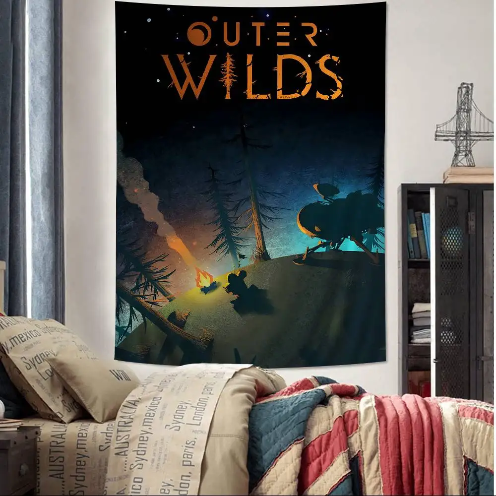 Outer Wilds Anime Tapestry Hippie Flower Wall Carpets Dorm Decor Cheap Hippie Wall Hanging