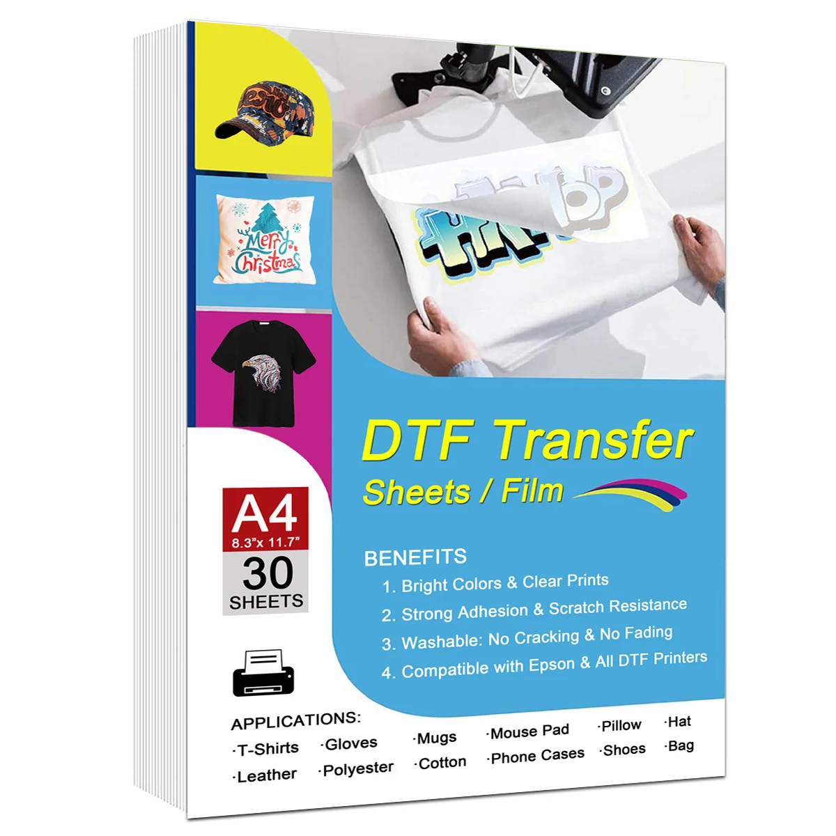 A4 DTF Film Digitale Inkjet Printing Film 75U Dikte Transfer Film PET Warmte-overdracht Papier PreTreat Vellen Direct op T-shirt