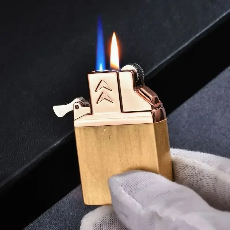 Double Fire Butane Gas Inflate Lighter Brass Windproof Movement Inner Insert Conventional Replace Cigarettes Accessories